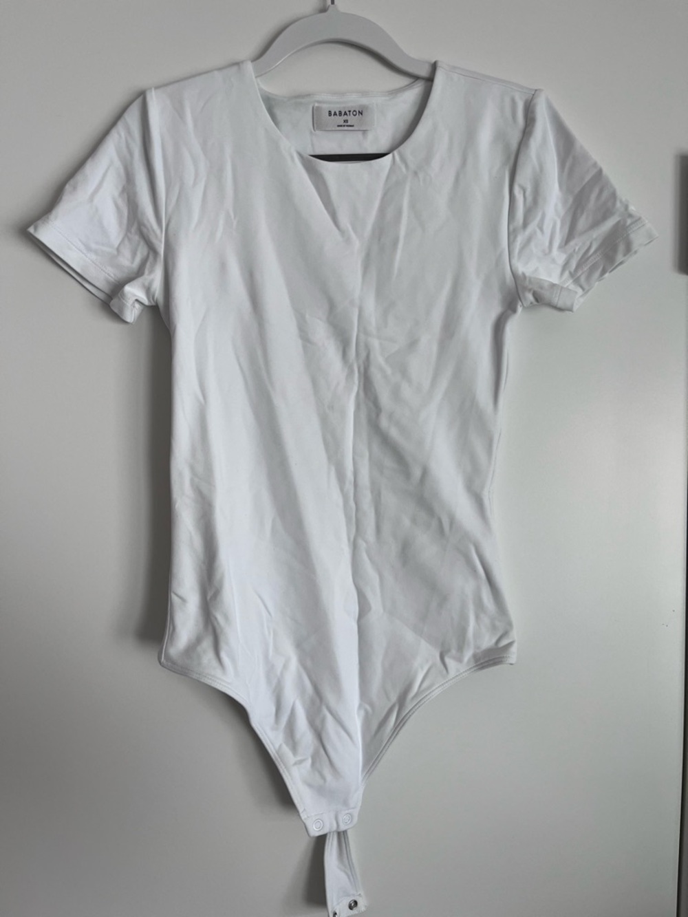 Babaton White Short Sleeve Crewneck Bodysuit